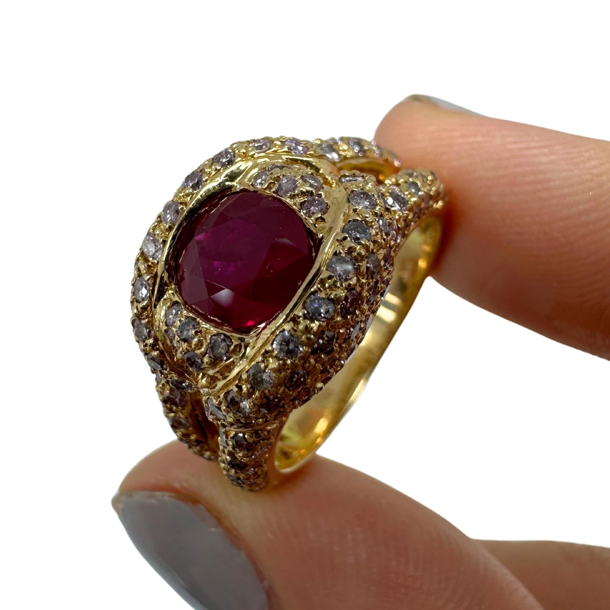 18K Rose Gold Diamond and Ruby Ring
