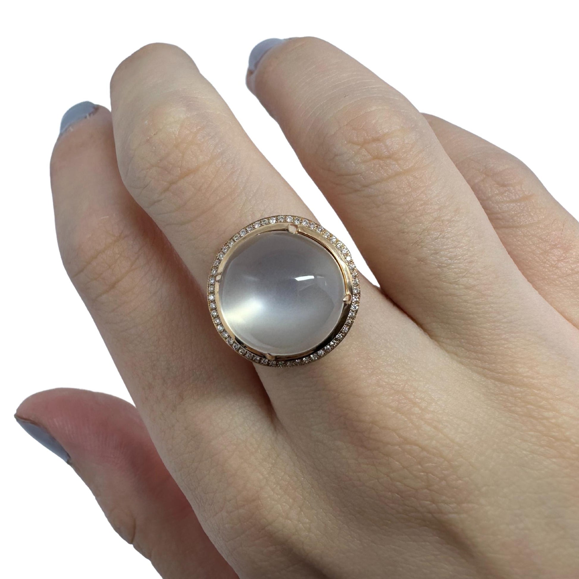 18K Rose Gold Diamond and Moonstone Cocktail Ring