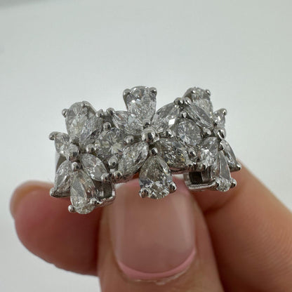 18K White Gold Marquise and Pear Cut Diamond Band Ring
