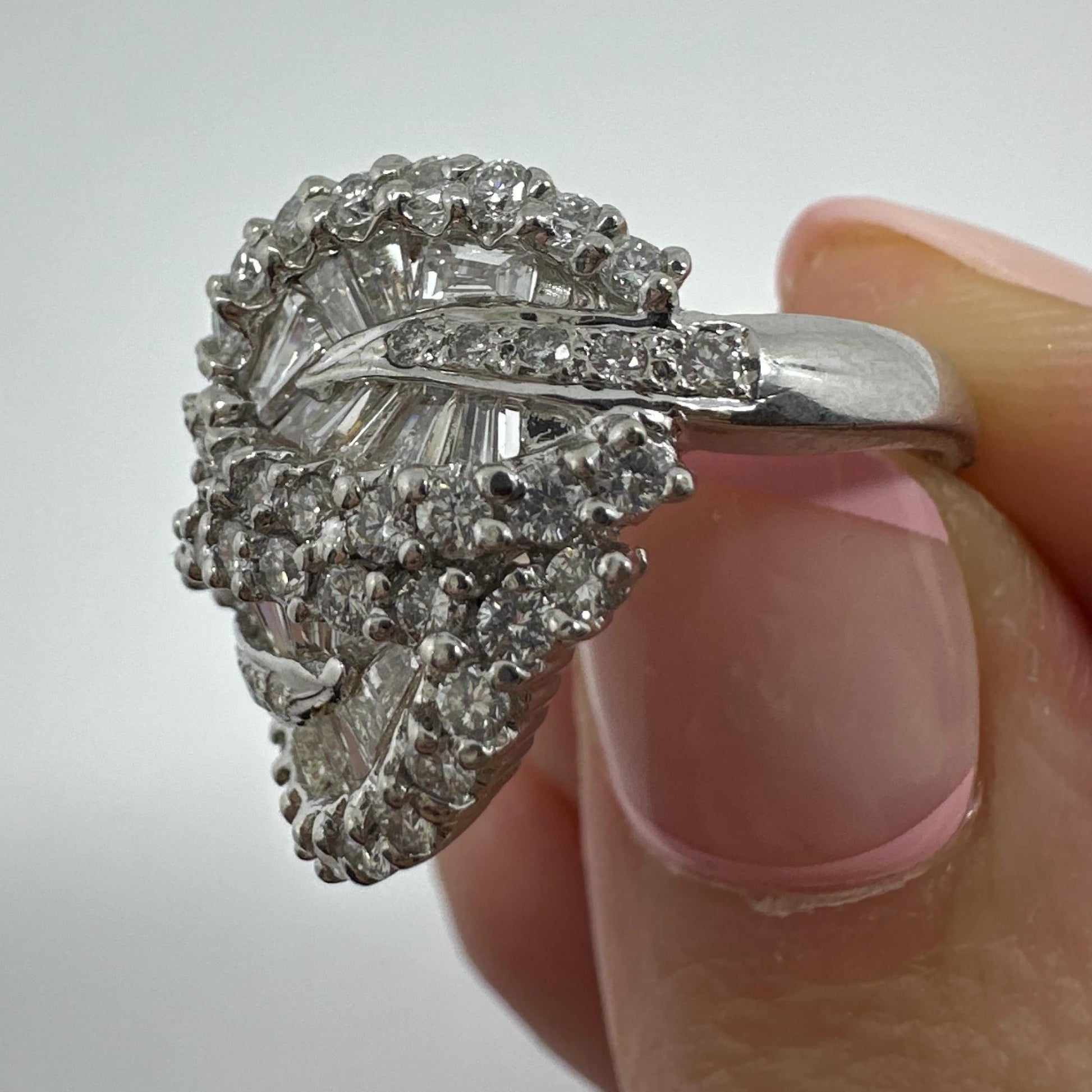 18K White Gold Tapered Baguette Cut Diamond Ring