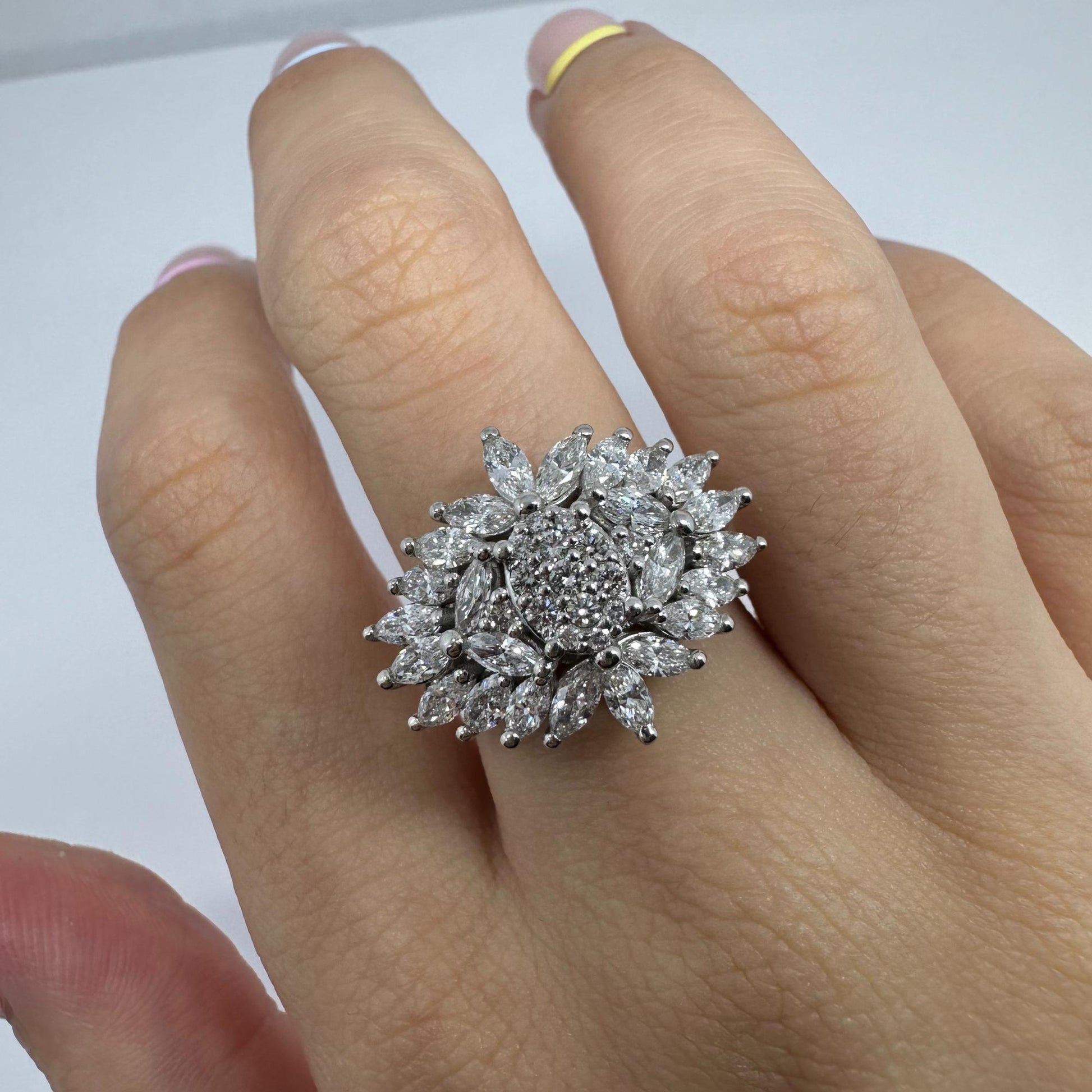 18K White Gold Marquise Cut Diamond Ring