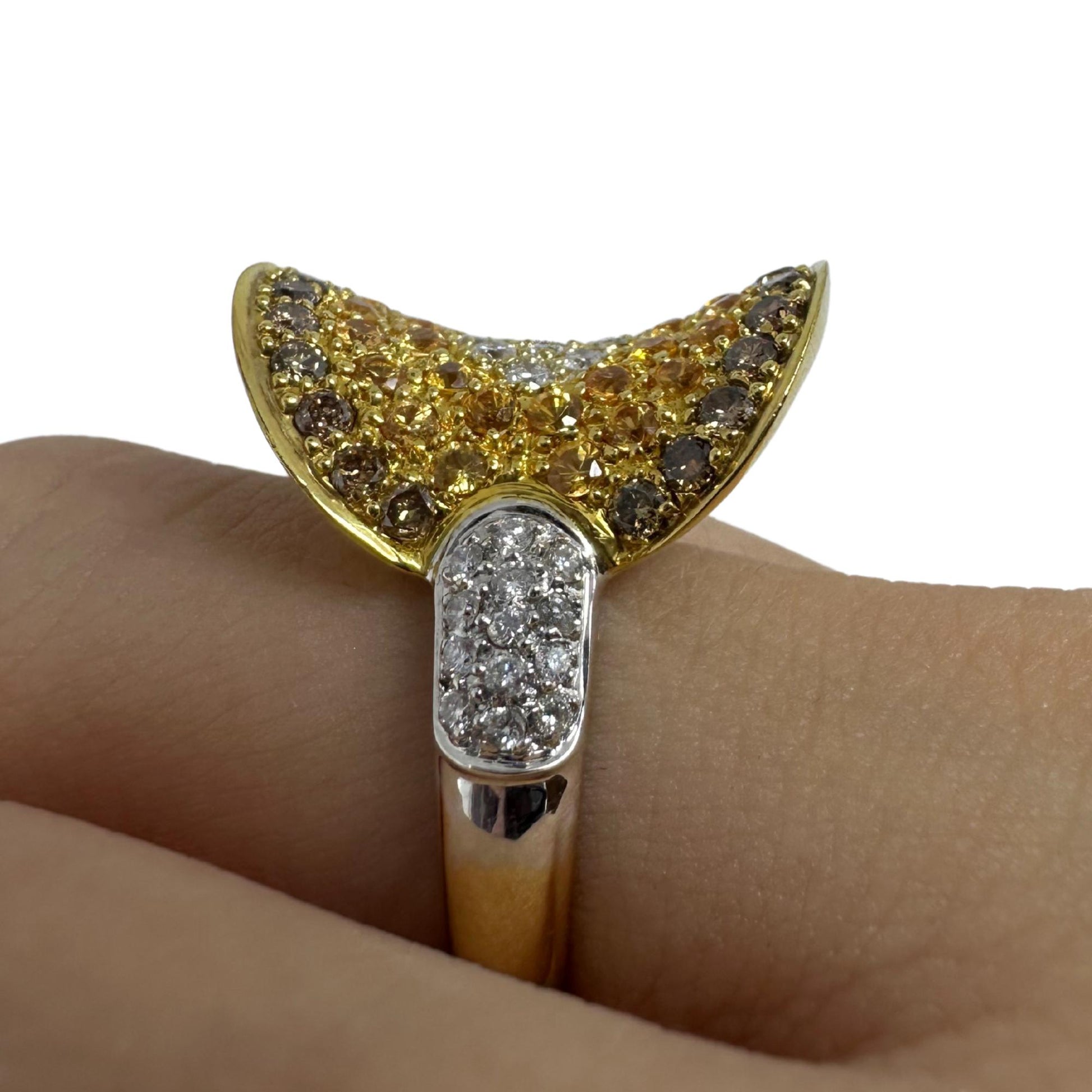 18K Two Tone MultiColor Diamond Cocktail Ring