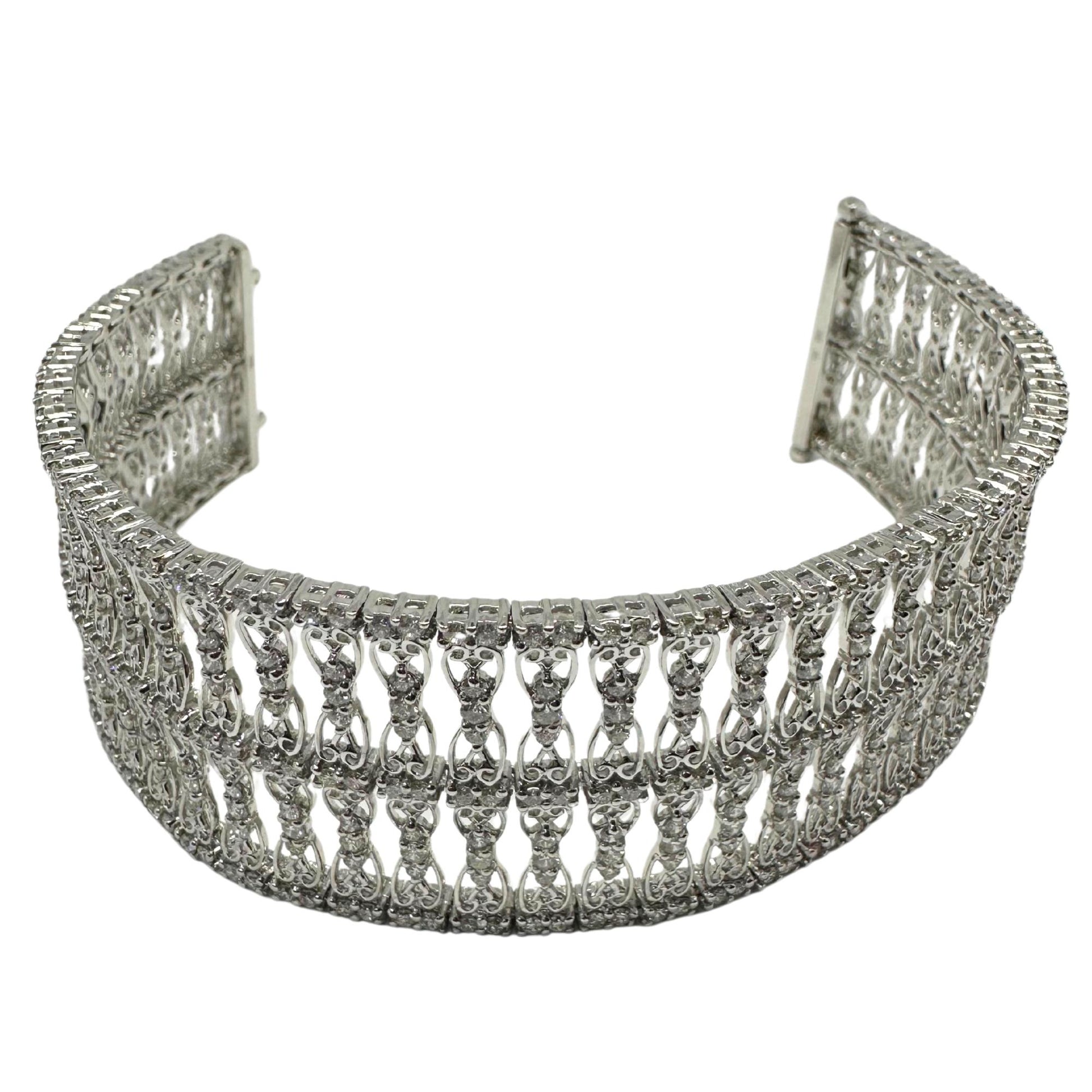 18K White Gold 9.48 Carat Diamond Bracelet - 7 inches