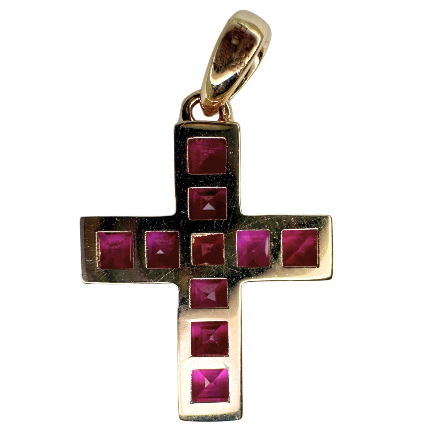 14K 0.80 Carat Ruby Cross Pendant