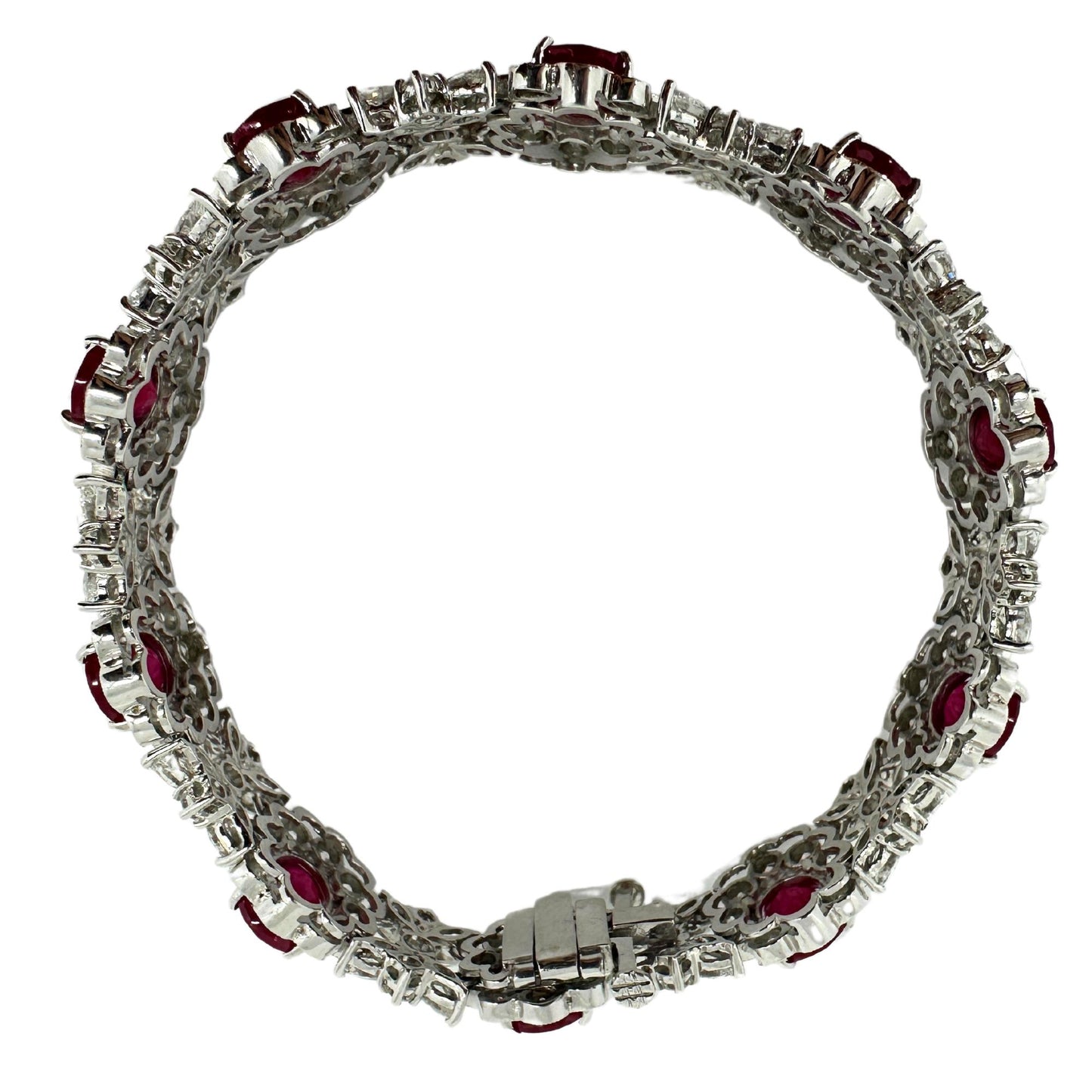 18K White Gold Diamond and African Ruby Bracelet