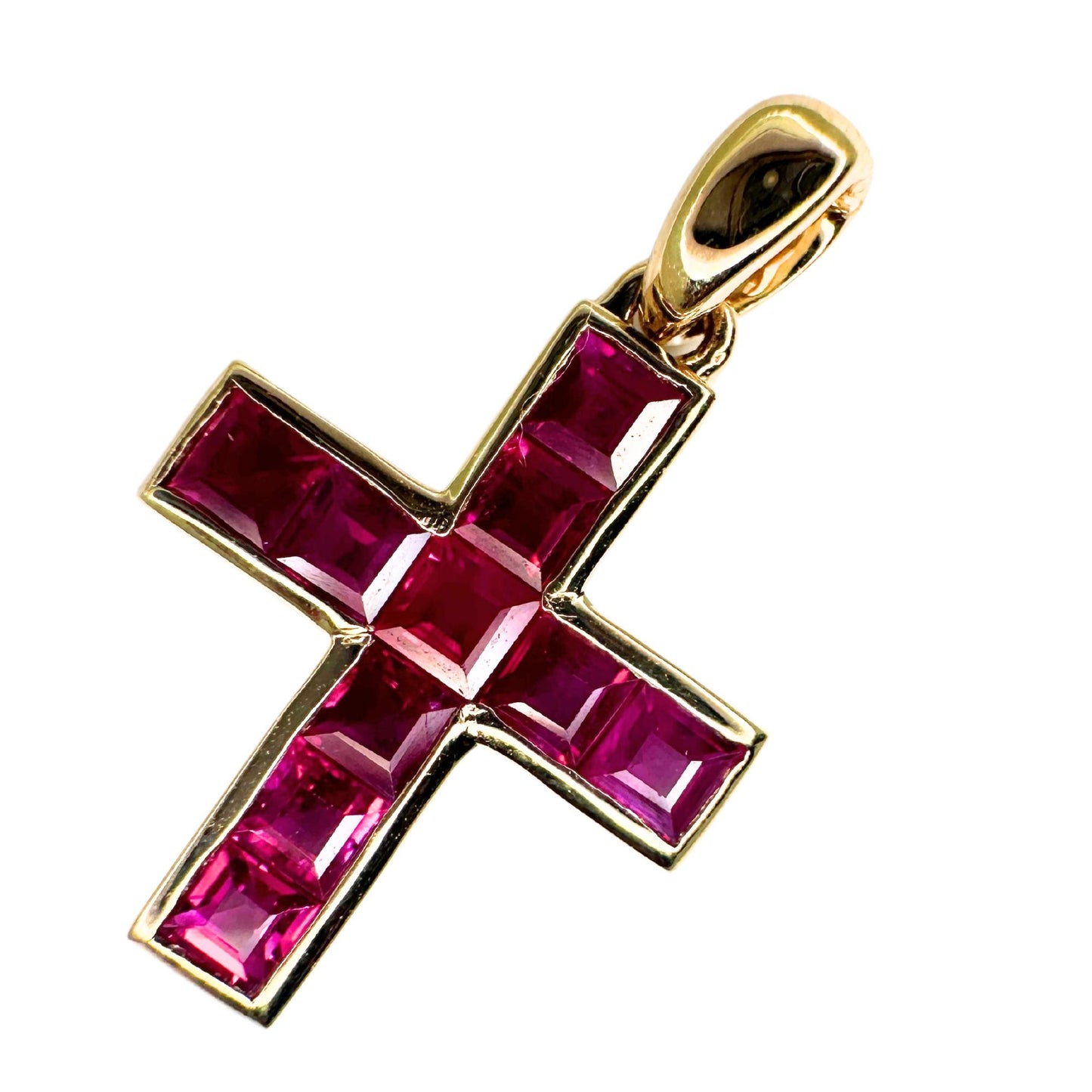 14K 0.80 Carat Ruby Cross Pendant