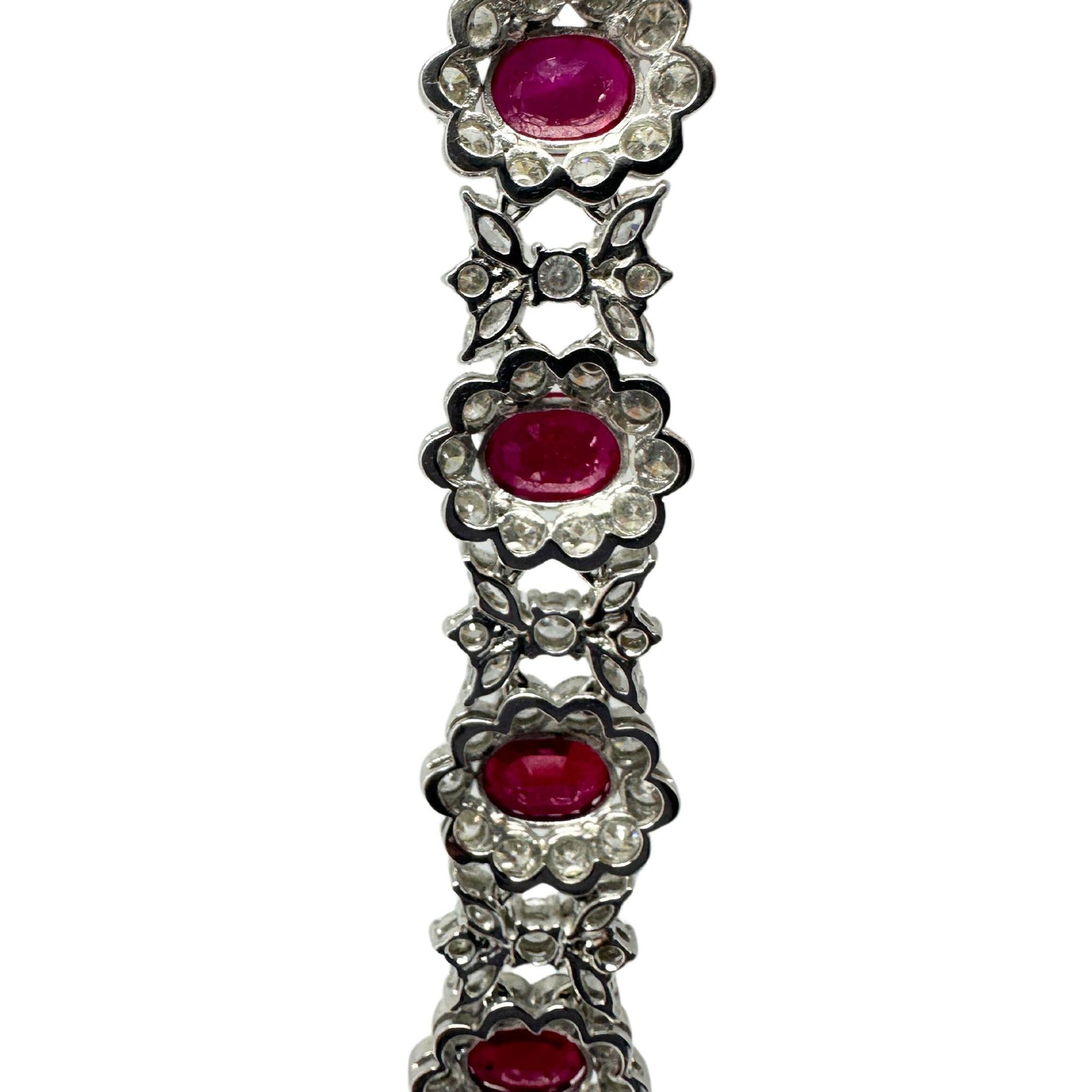 18K White Gold Diamond and African Ruby Bracelet