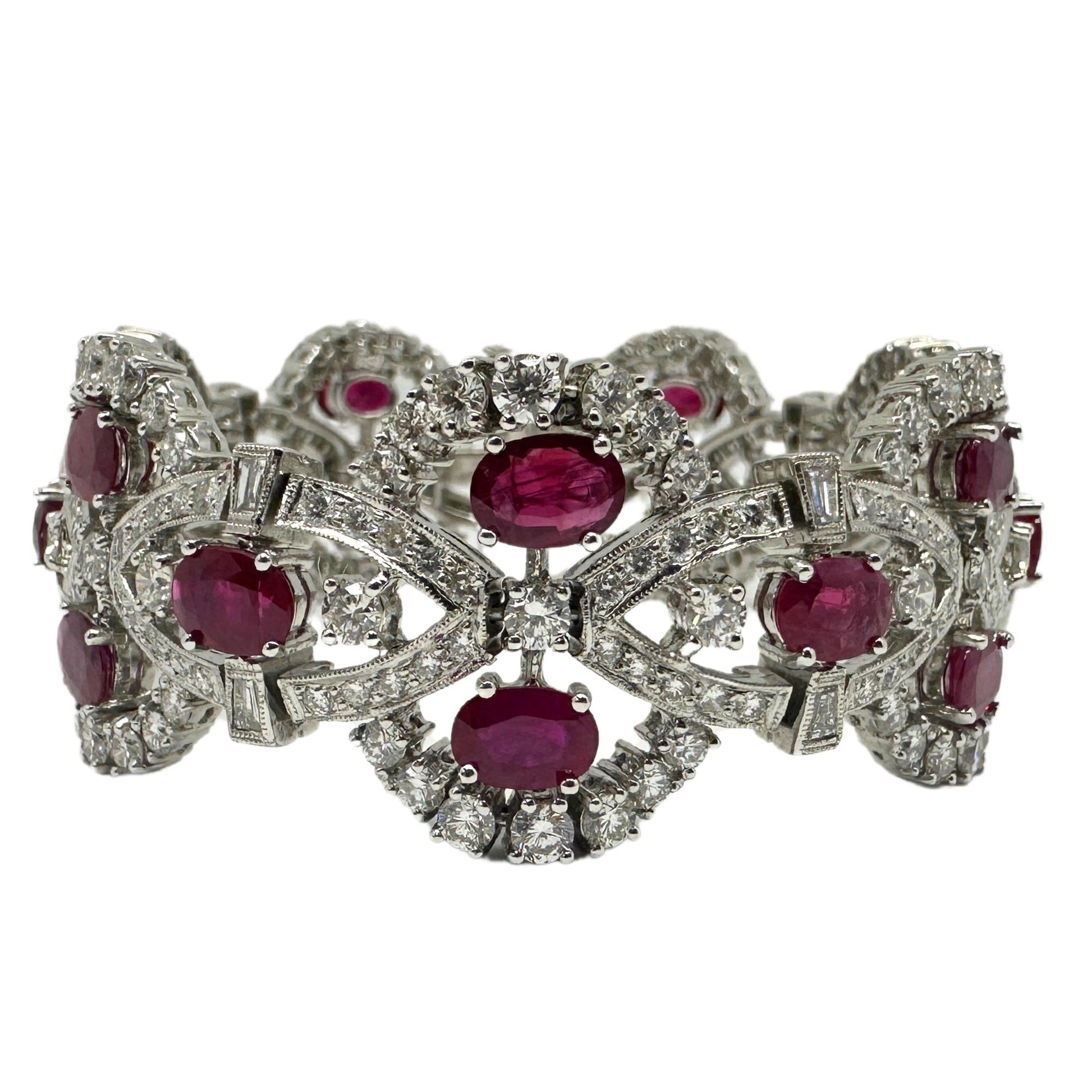 18K White Gold Diamond and Ruby Bracelet