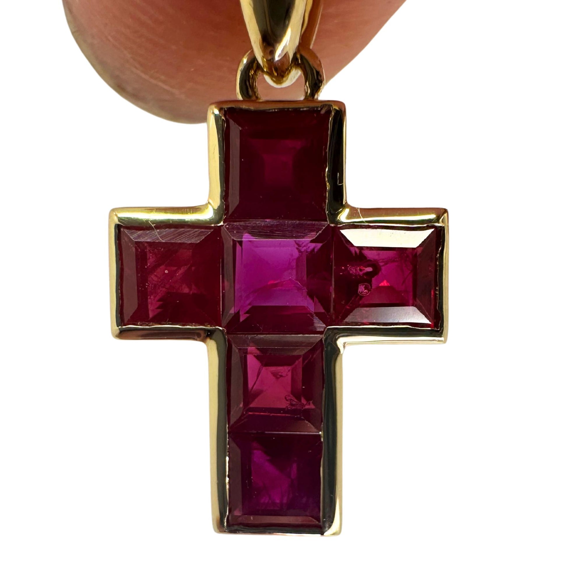 14K 1.32 Carat Ruby Cross Pendant