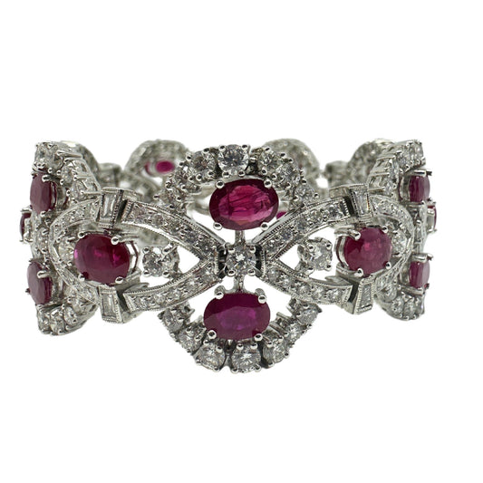 18K White Gold Diamond and Ruby Bracelet