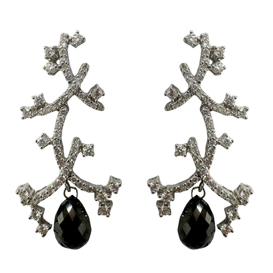 18k Black and White Diamond Earrings