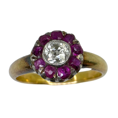 12k Victorian Diamond and Ruby Ring