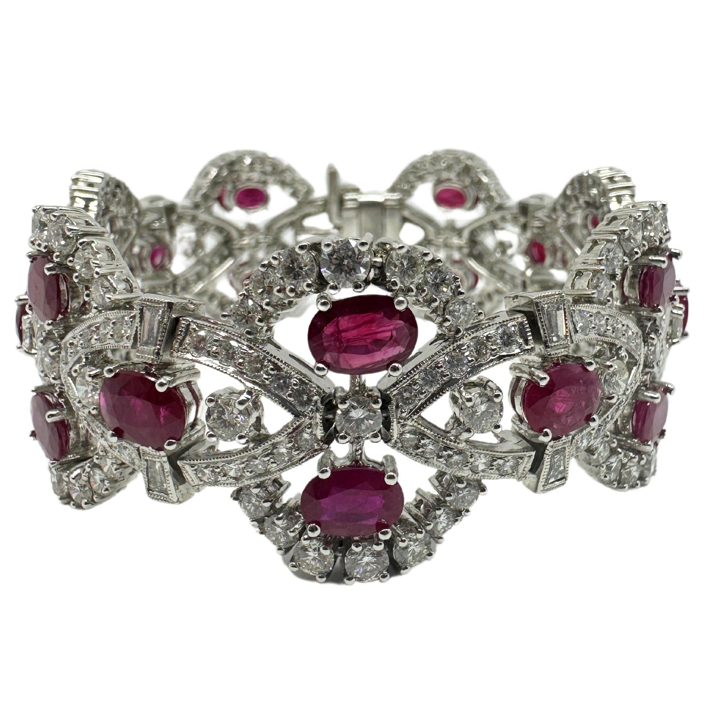 18K White Gold Diamond and Ruby Bracelet