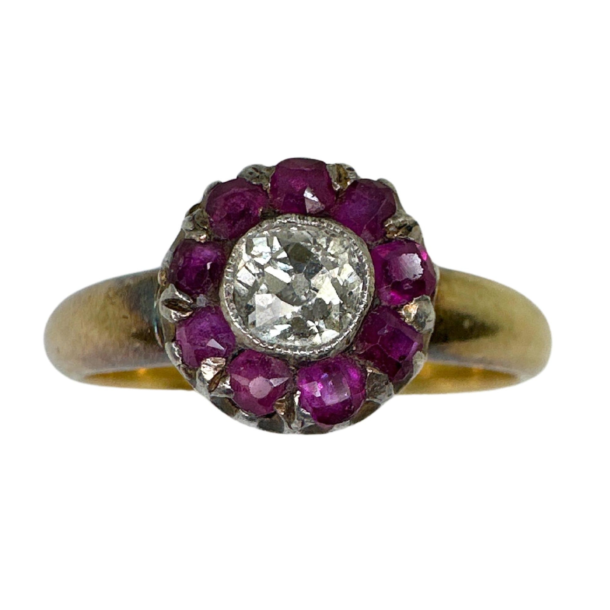 12k Victorian Diamond and Ruby Ring