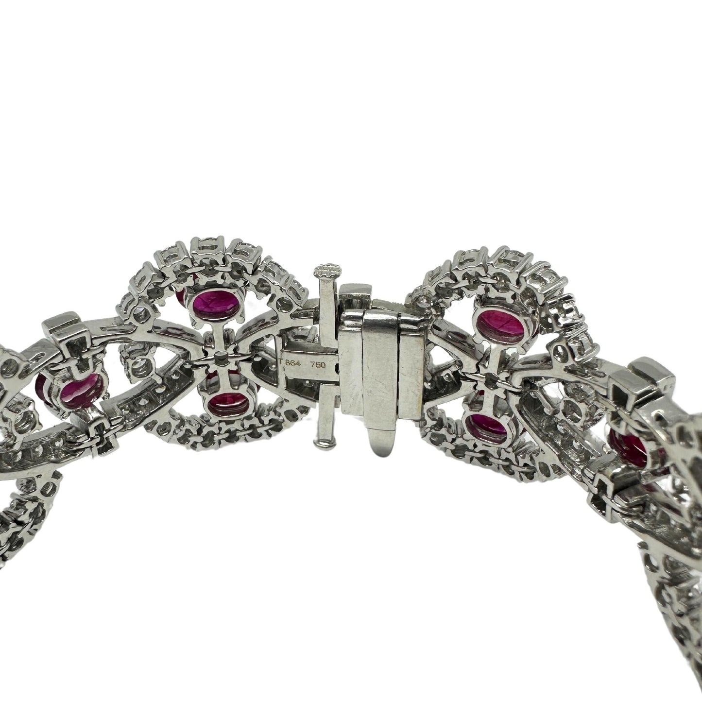 18K White Gold Diamond and Ruby Bracelet