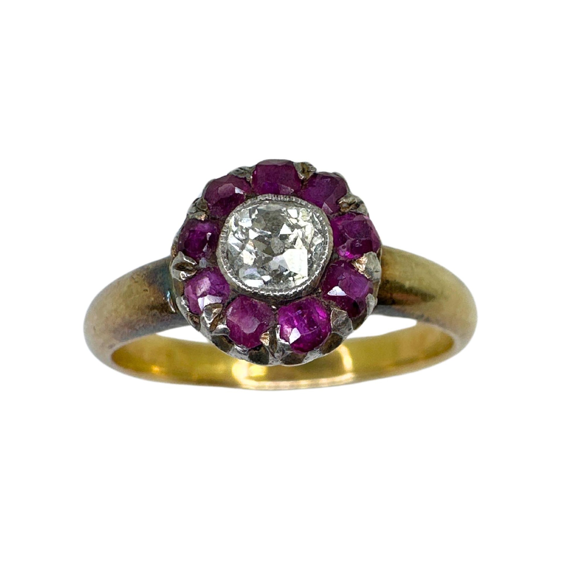 12k Victorian Diamond and Ruby Ring