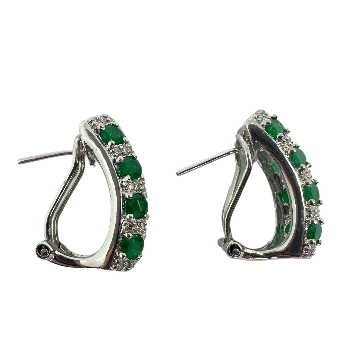 18K Diamond and Emerald Earrings