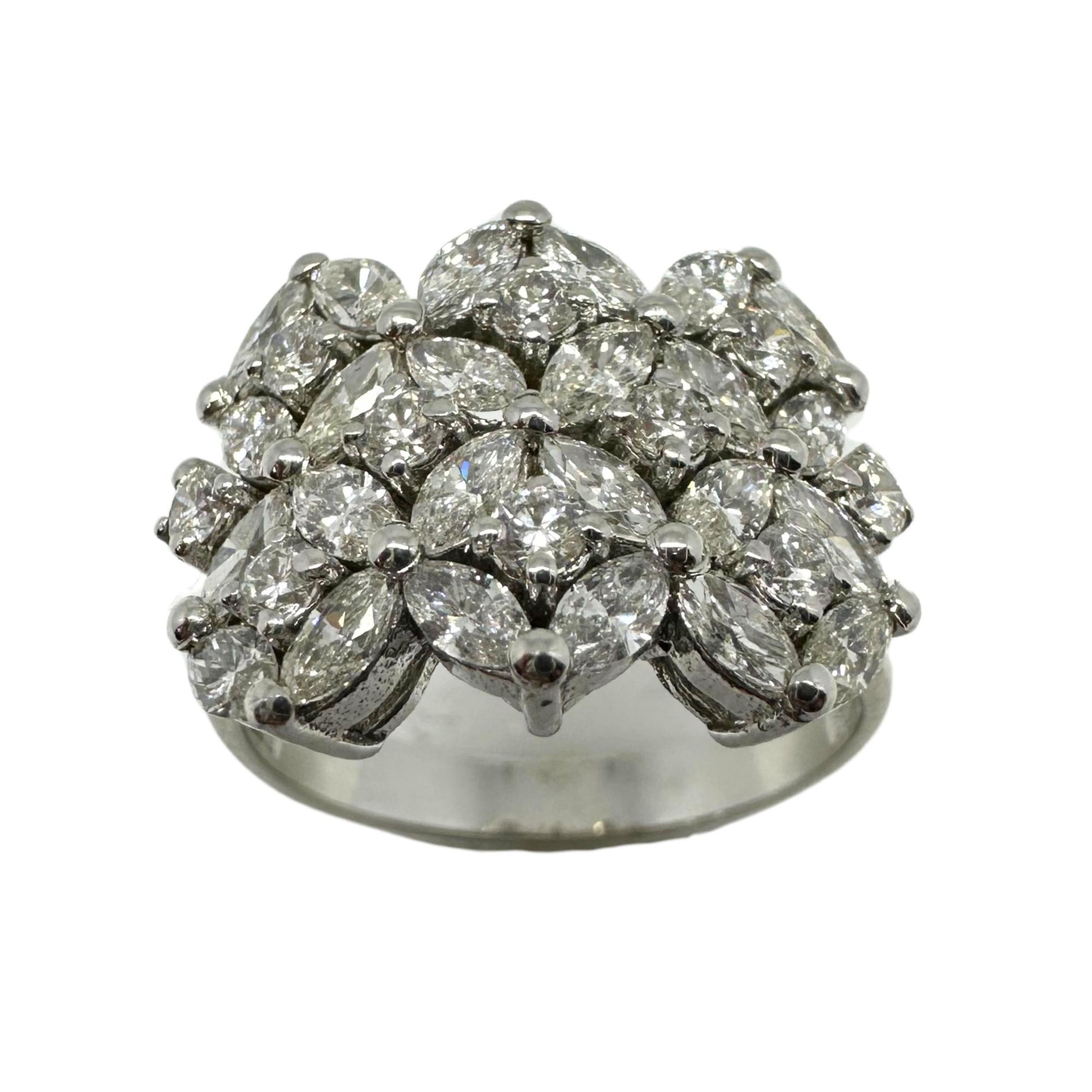 18K White Gold Marquise Cut Diamond Wide Band Ring
