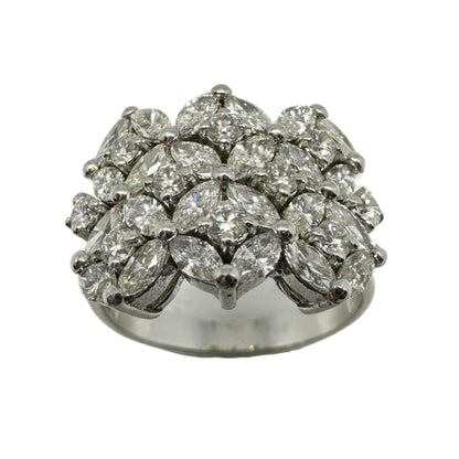 18K White Gold Marquise Cut Diamond Wide Band Ring