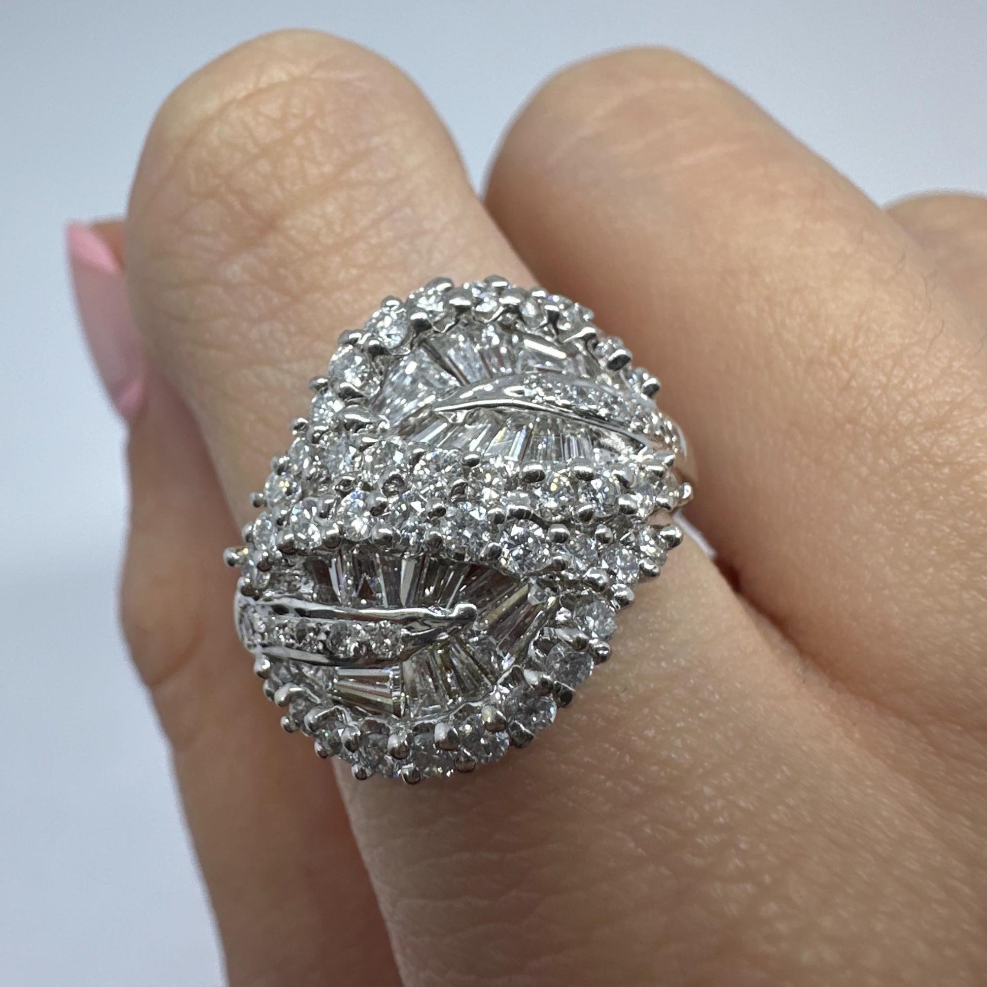 18K White Gold Tapered Baguette Cut Diamond Ring