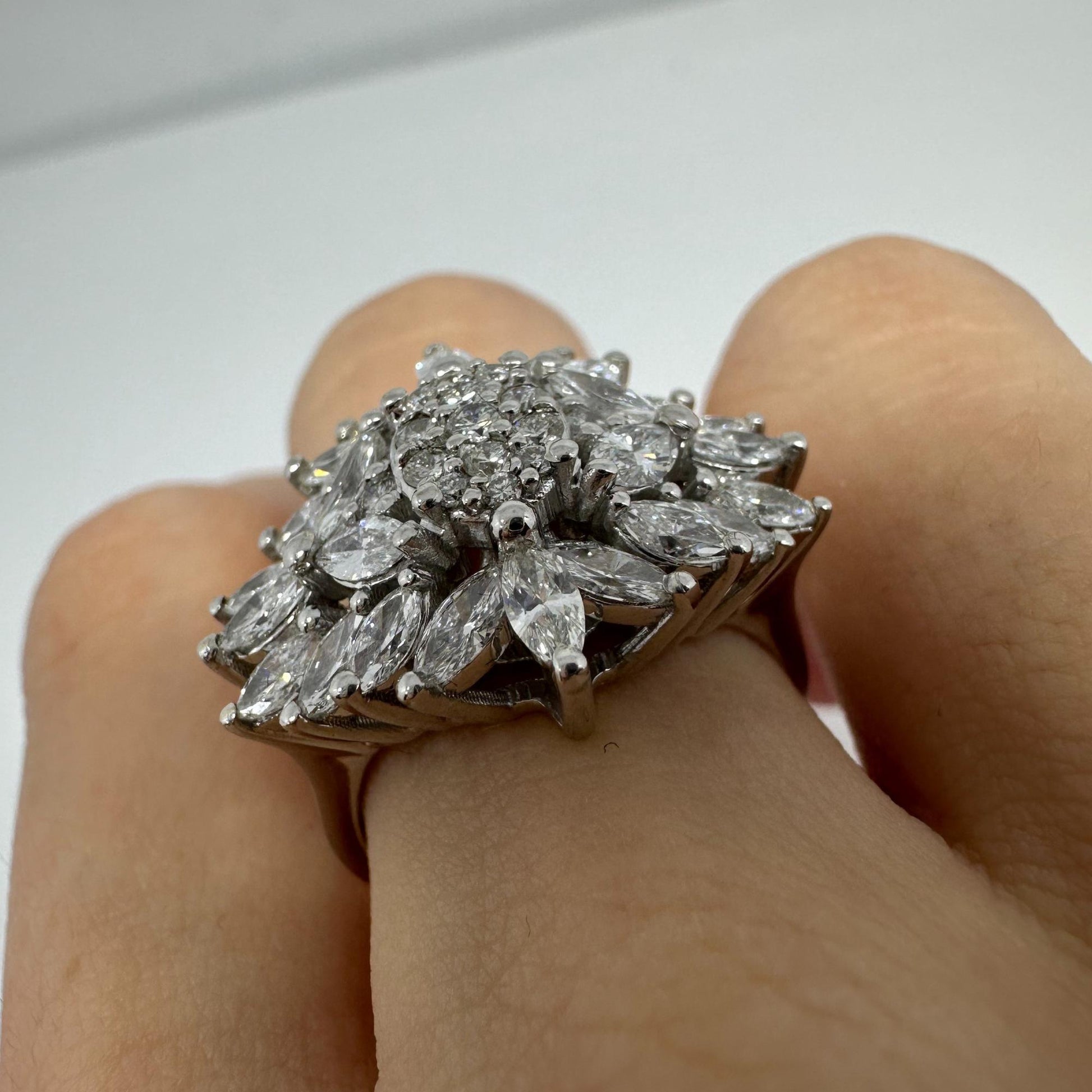 18K White Gold Marquise Cut Diamond Ring