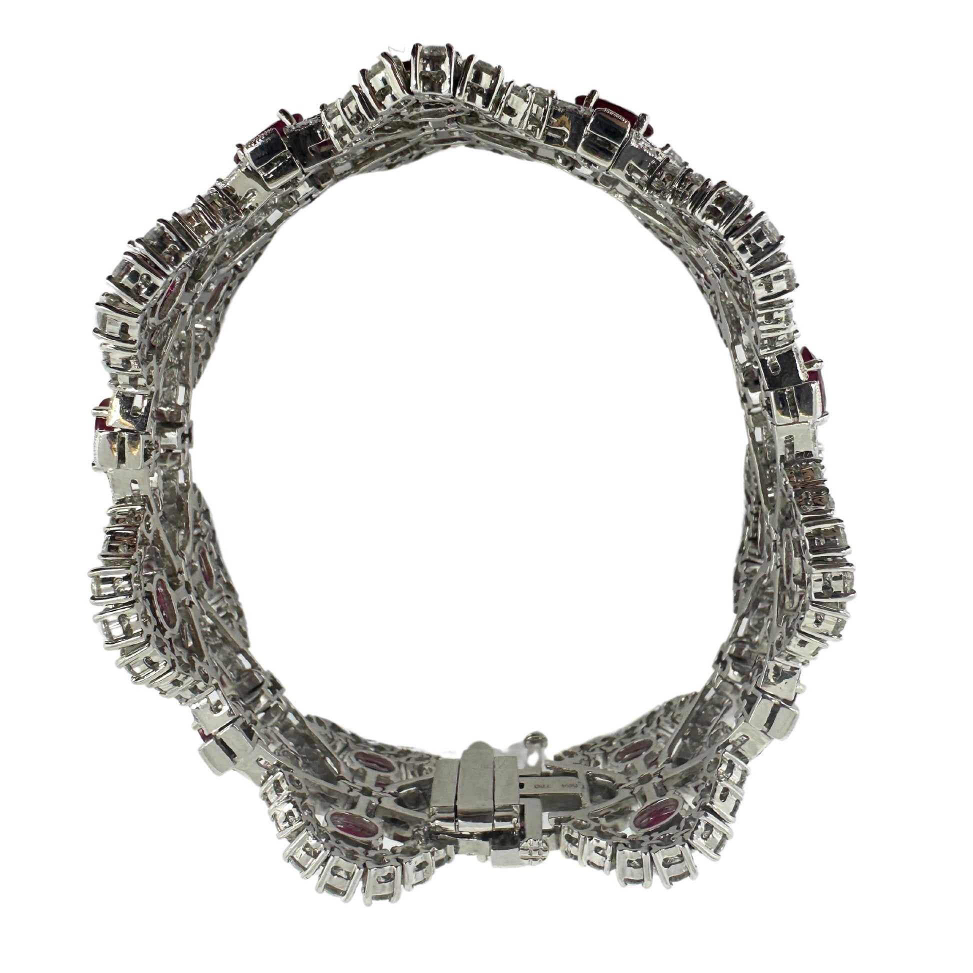 18K White Gold Diamond and Ruby Bracelet