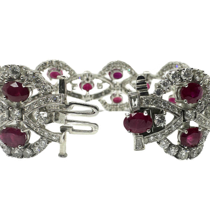 18K White Gold Diamond and Ruby Bracelet