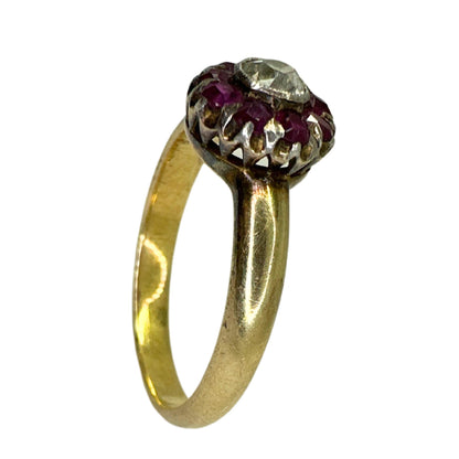 12k Victorian Diamond and Ruby Ring