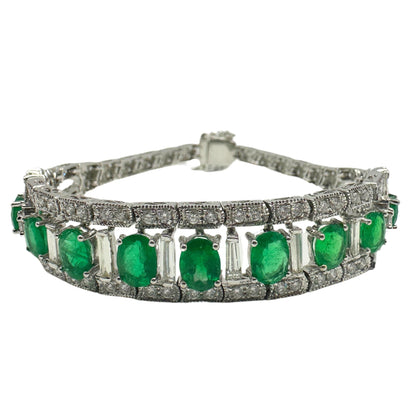 18K Diamond and Emerald Bracelet