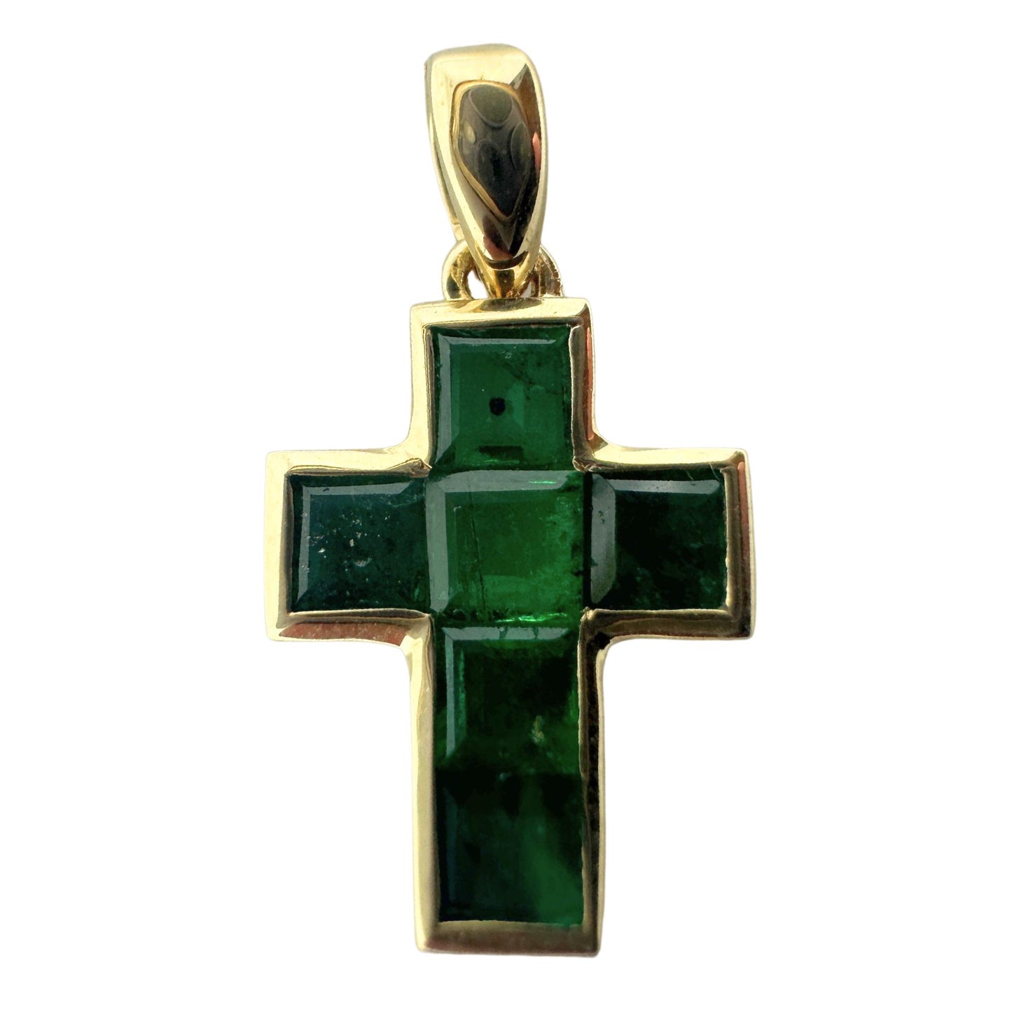 14K 0.95 Carat Emerald Cross Pendant