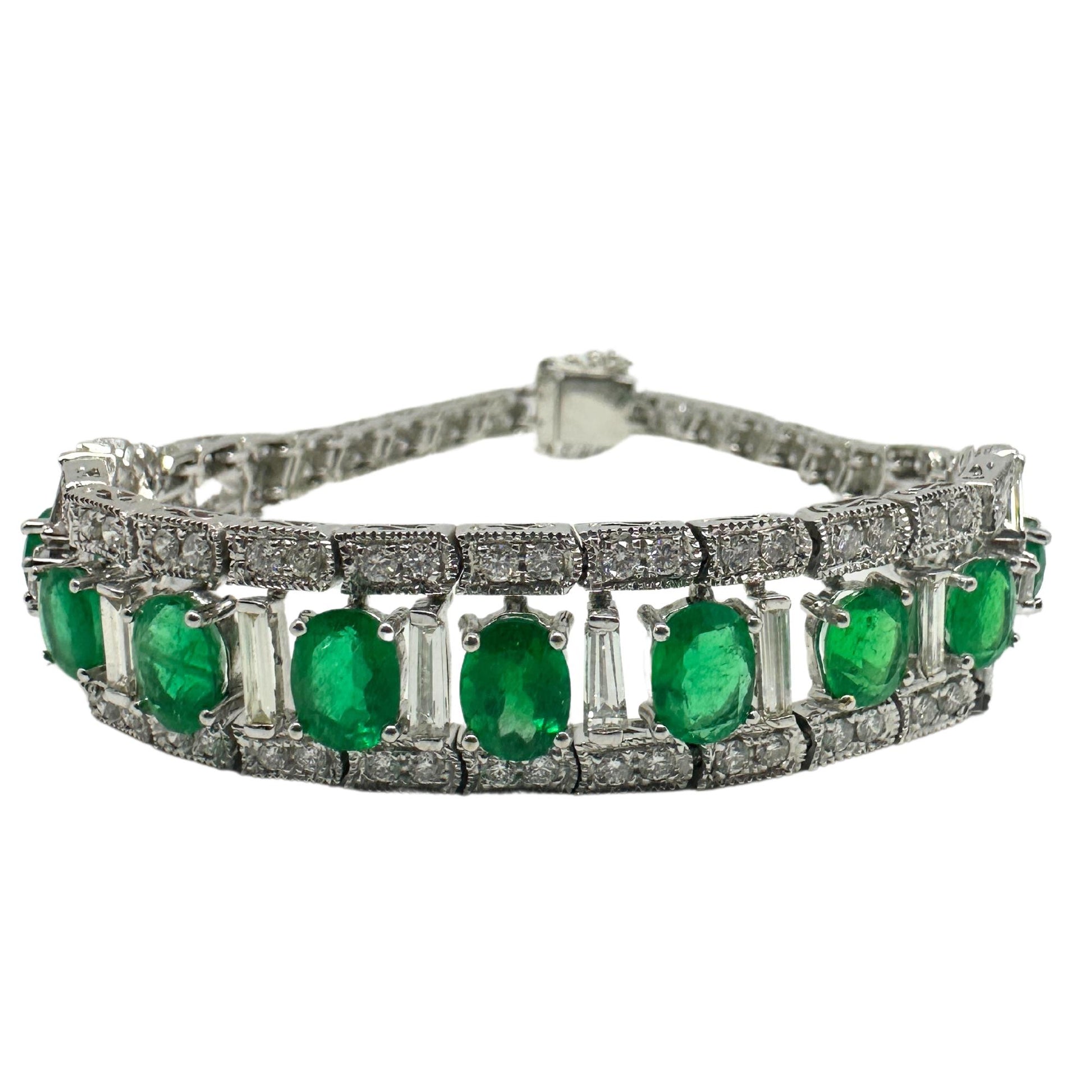 18K Diamond and Emerald Bracelet