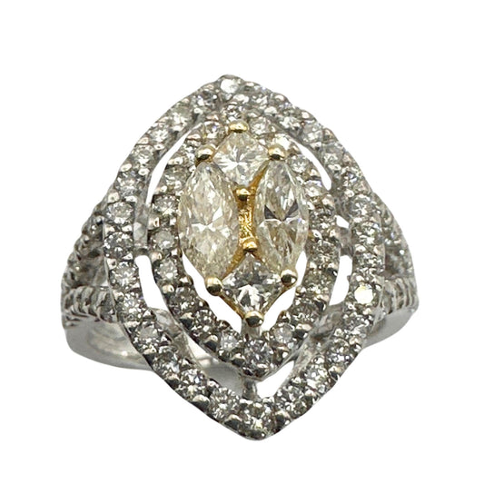 18k Marquise and Princess Cut Diamond Ring