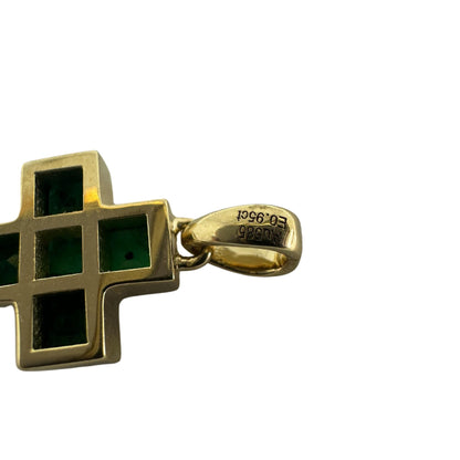 14K 0.95 Carat Emerald Cross Pendant