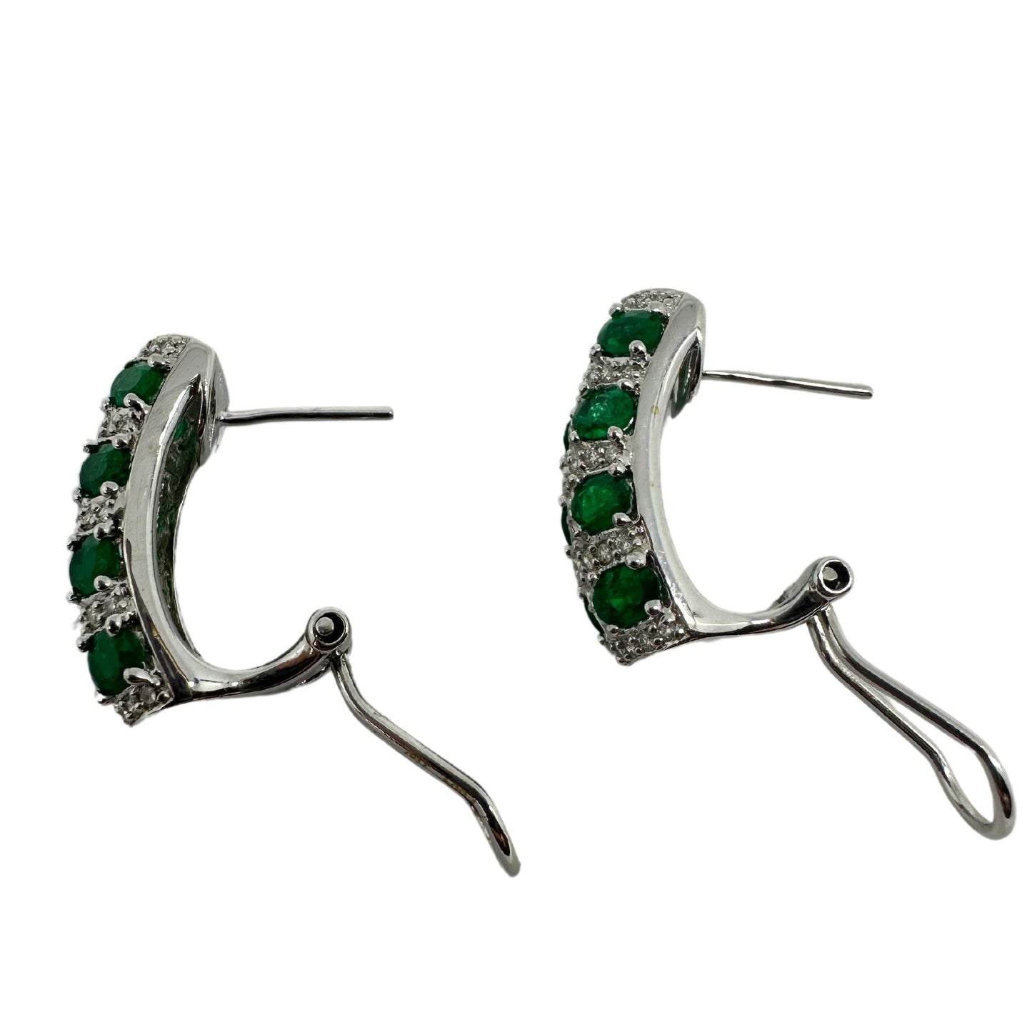 18K Diamond and Emerald Earrings