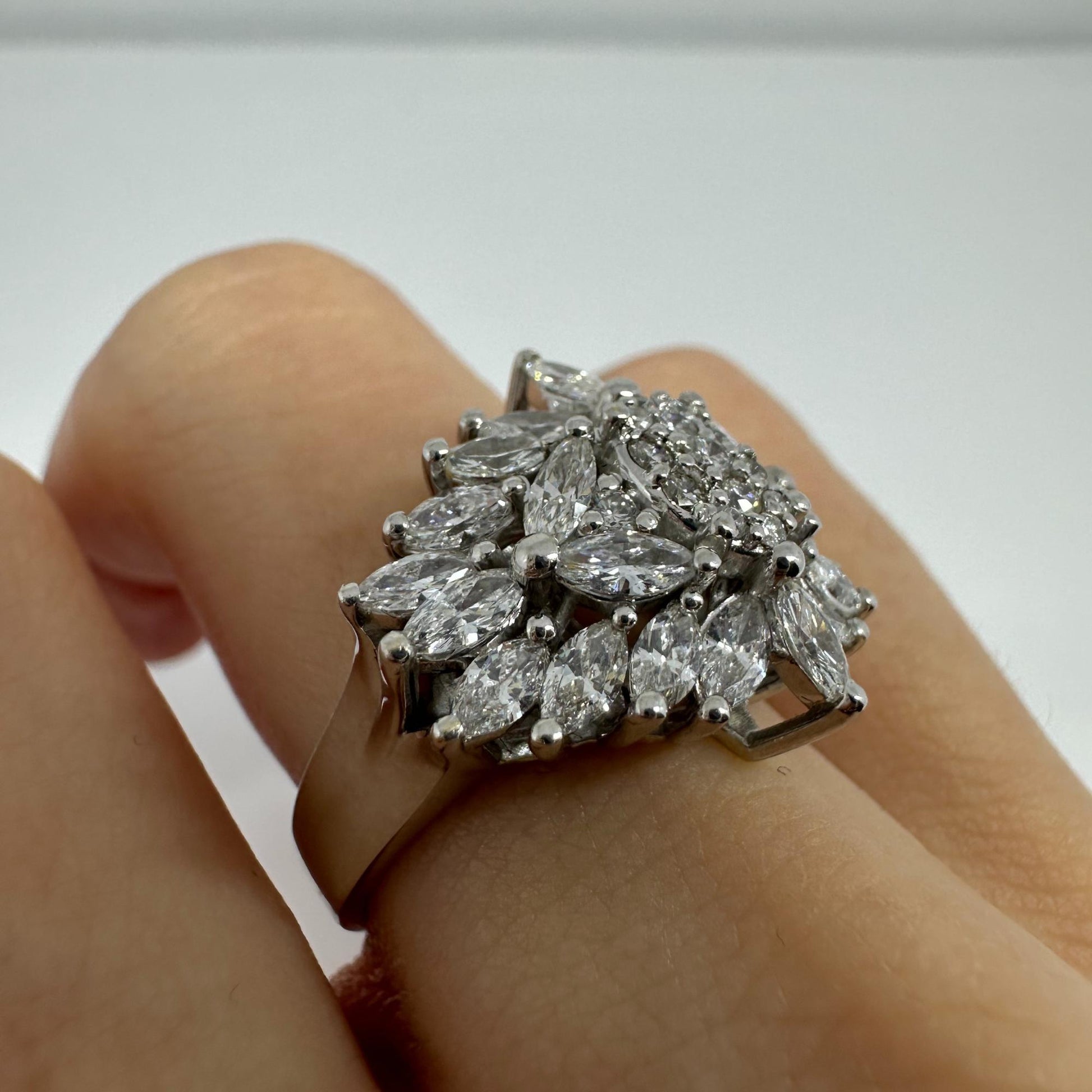 18K White Gold Marquise Cut Diamond Ring