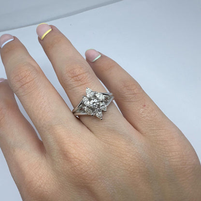 18K White Gold Marquise and Pear Cut Diamond Ring