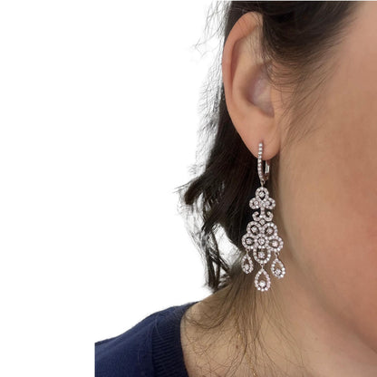 18K White Gold Diamond Drop Earrings