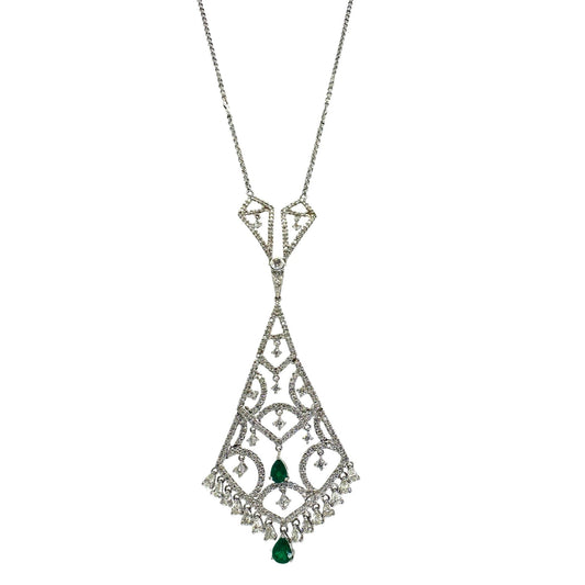 18K Diamond and Emerald Necklace