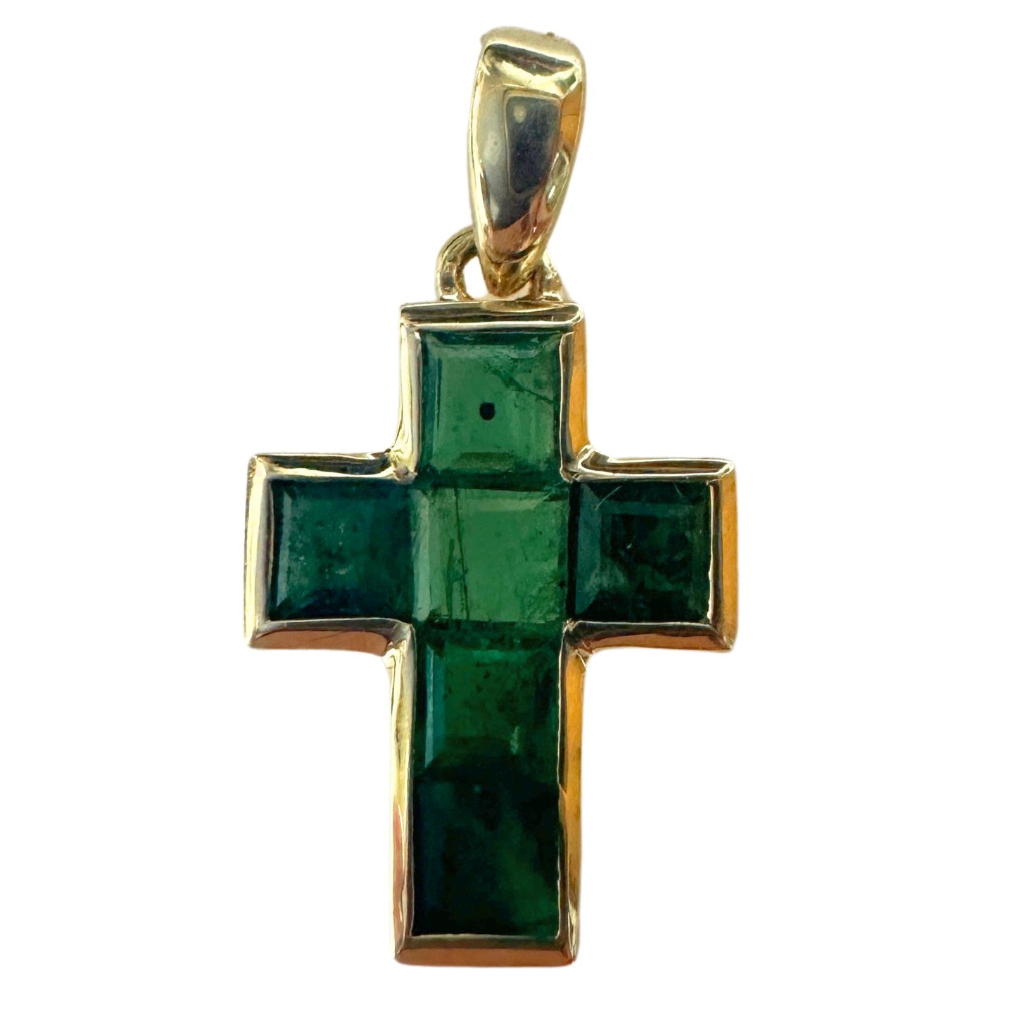 14K 0.95 Carat Emerald Cross Pendant