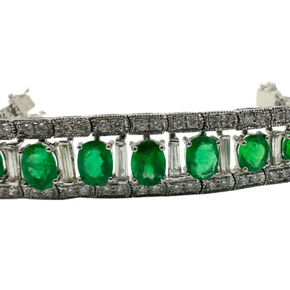 18K Diamond and Emerald Bracelet