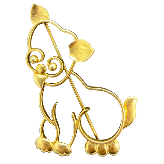 14k Estate Tiffany Adorable Puppy Pin