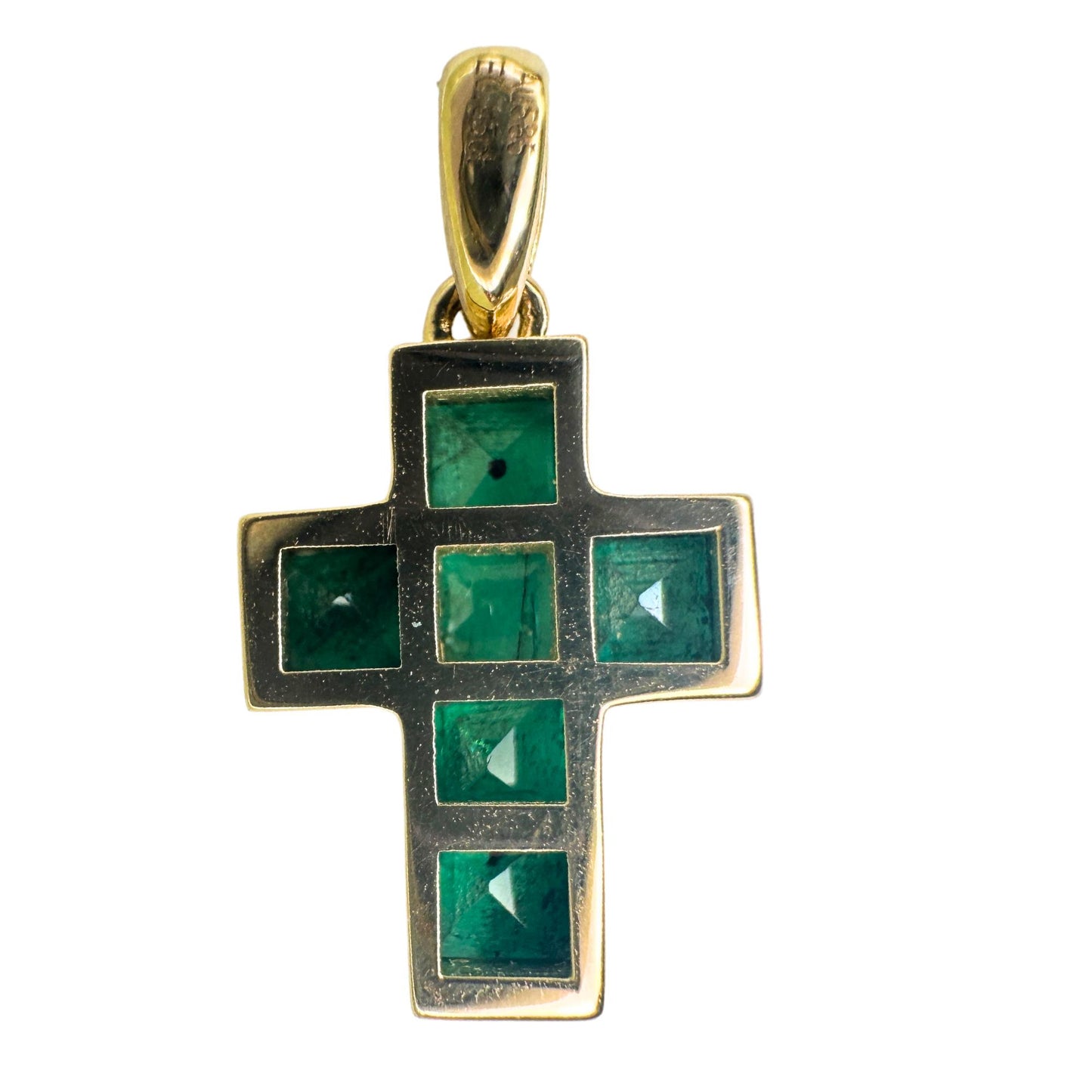 14K 0.95 Carat Emerald Cross Pendant