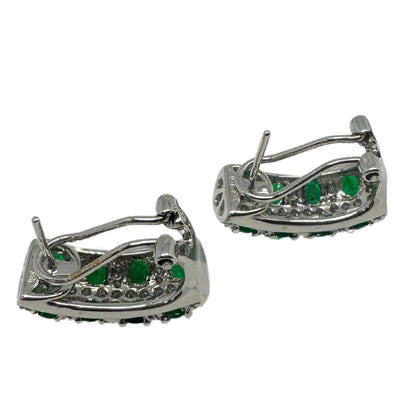 18K Diamond and Emerald Earrings