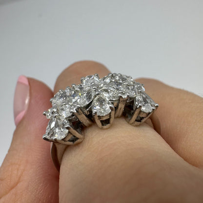 18K White Gold Marquise and Pear Cut Diamond Band Ring