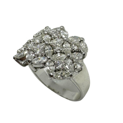 18K White Gold Marquise Cut Diamond Wide Band Ring