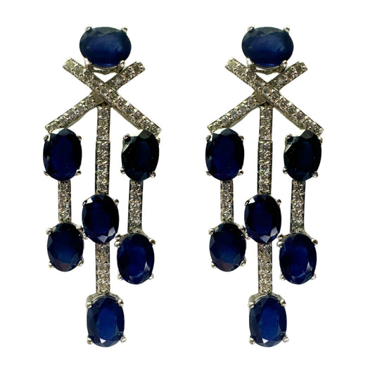 18k White Gold Diamond and Sapphire Earrings