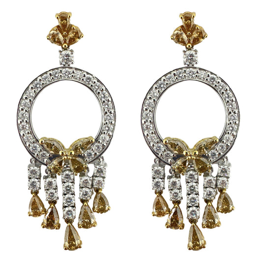 18K White and Yellow Diamond Earrings