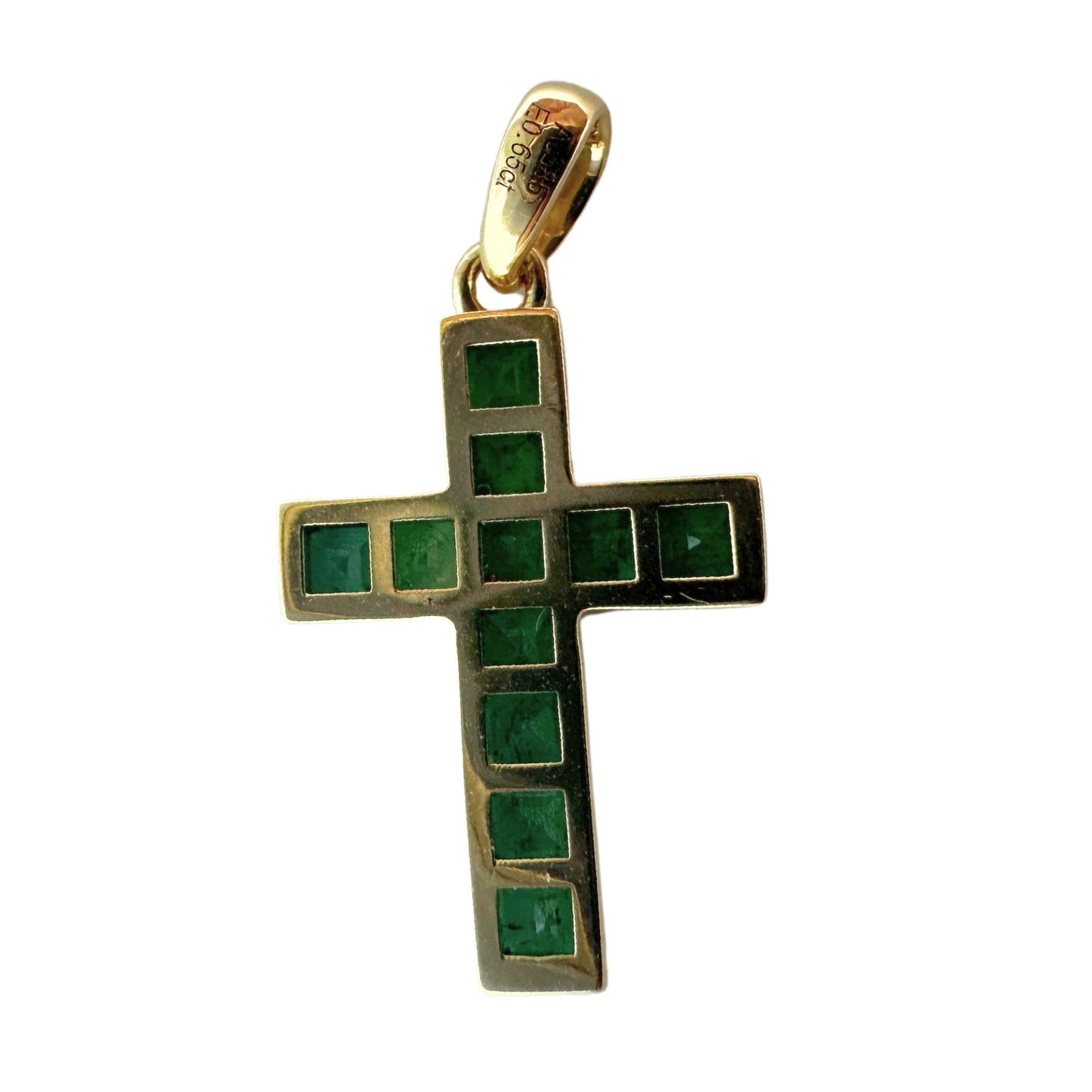 14K 0.65 Carat Emerald Cross Pendant