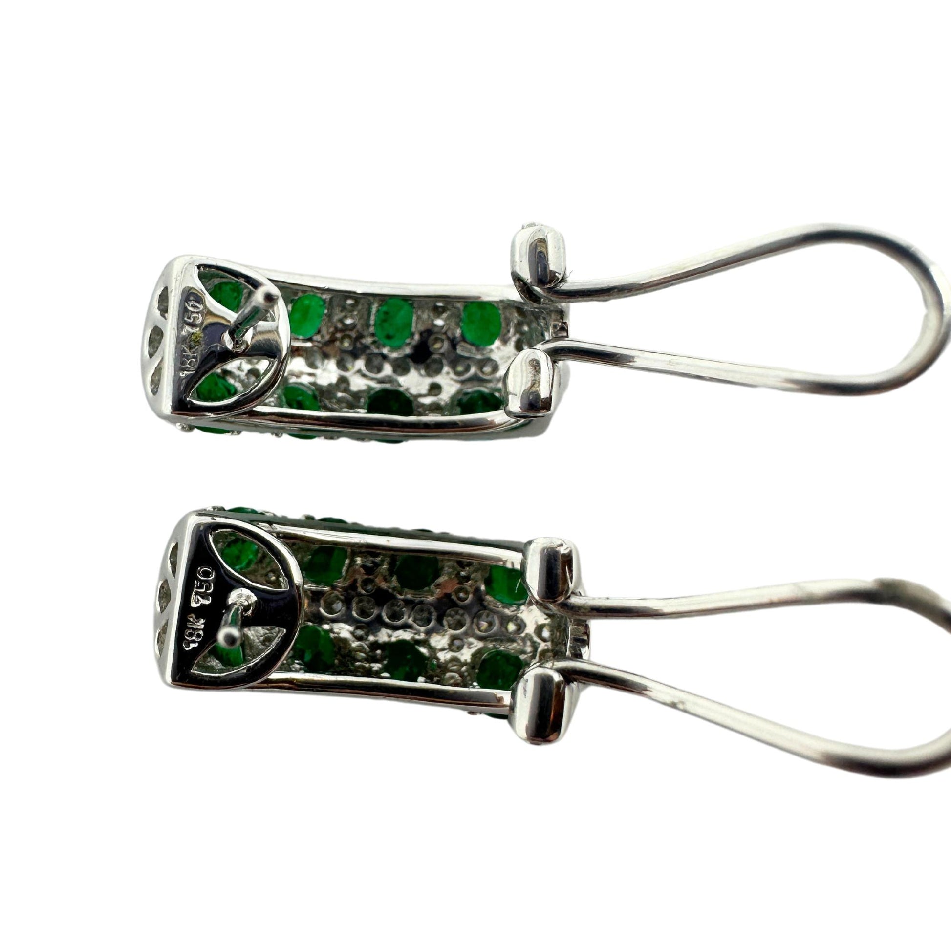 18K Diamond and Emerald Earrings