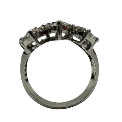 18K White Gold Marquise Cut Diamond Wide Band Ring